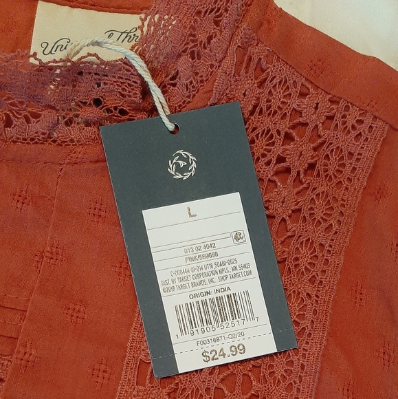 Universal Thread Rust Lace Puff Sleeve Blouse - Picture 15 of 16